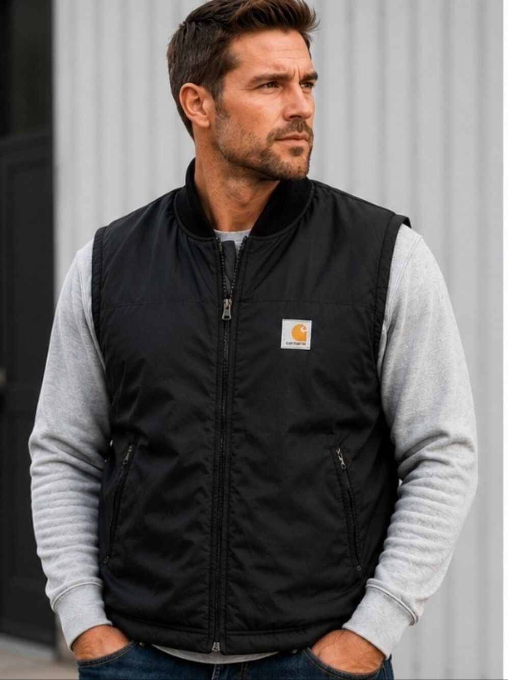 Carhartt Black Insulated Utility Vest XL Regular Full Zip Outdoor Workwear Layer